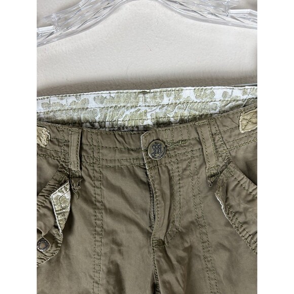 Miss Me 0 24 Cargo Pants Green Embellished Low Rise Utility Y2K Parachute - Picture 3 of 6